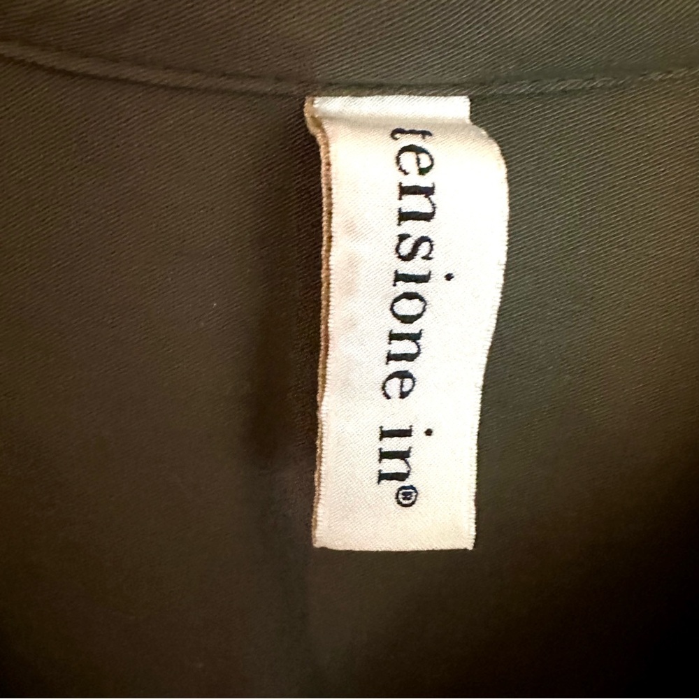 Tensione In Embroidered Oversized Army Green Olive Button Down Shirt Size Small - Picture 9 of 11